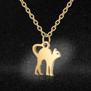 100% Stainless Steel Cute Cat Charm Necklace